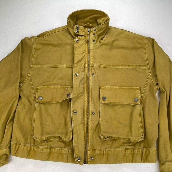 Pilcro Anthropologie Women's Crop Jacket Tan Full Zip Snap Size Large Tactical - Picture 4 of 16